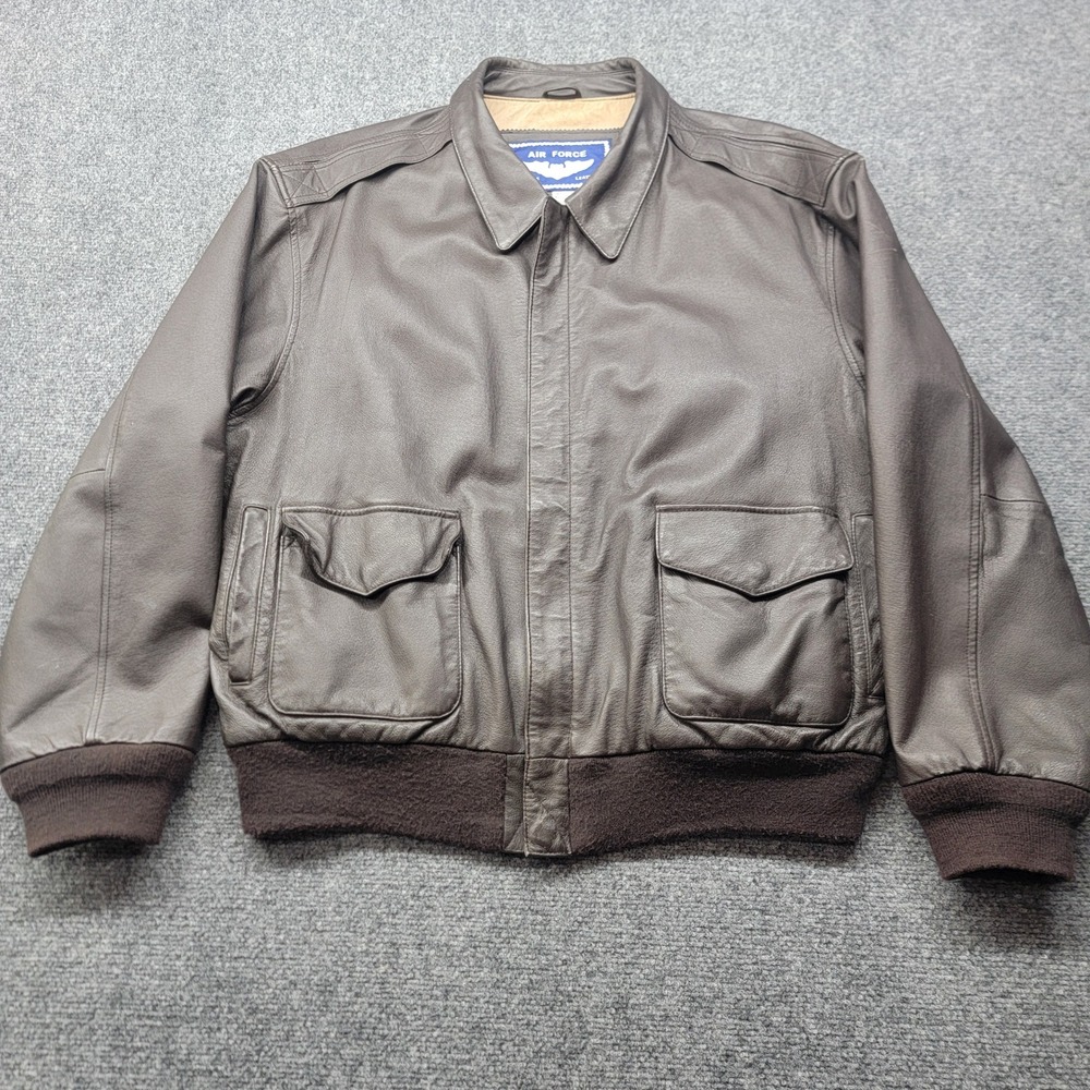 Airborne Leathers Air Force Flight Jacket Mens XL Brown Vintage 90s Leather‎ A-2